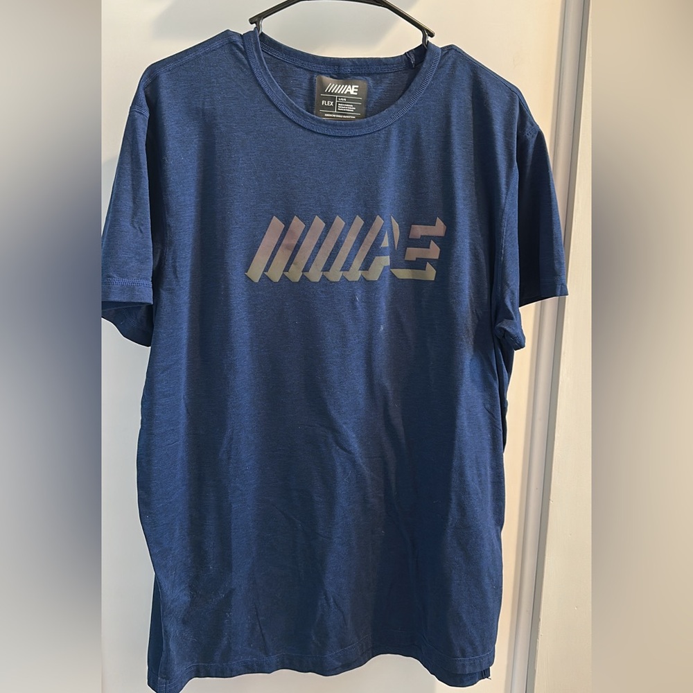 American Eagle Outfitters Men's Blue Graphic T-Shirt
